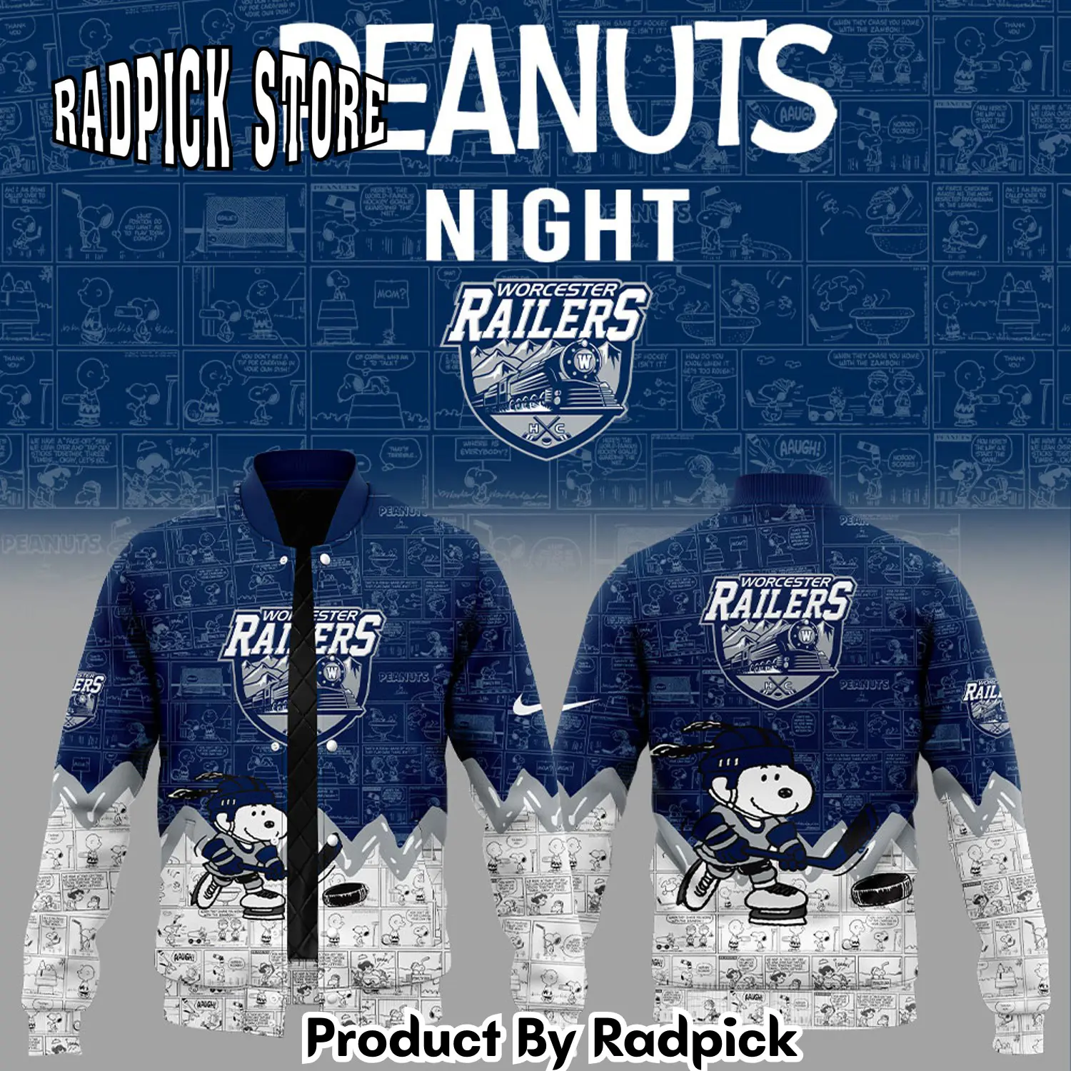 Radpick worcester railers 75th anniversary of peanuts jacket rp00110